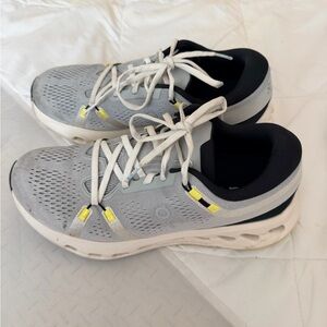 Gray and Yellow Running Shoes